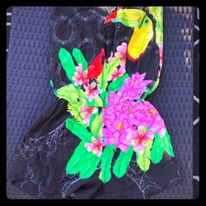 100% silk Agua Bendita Tucan print romper